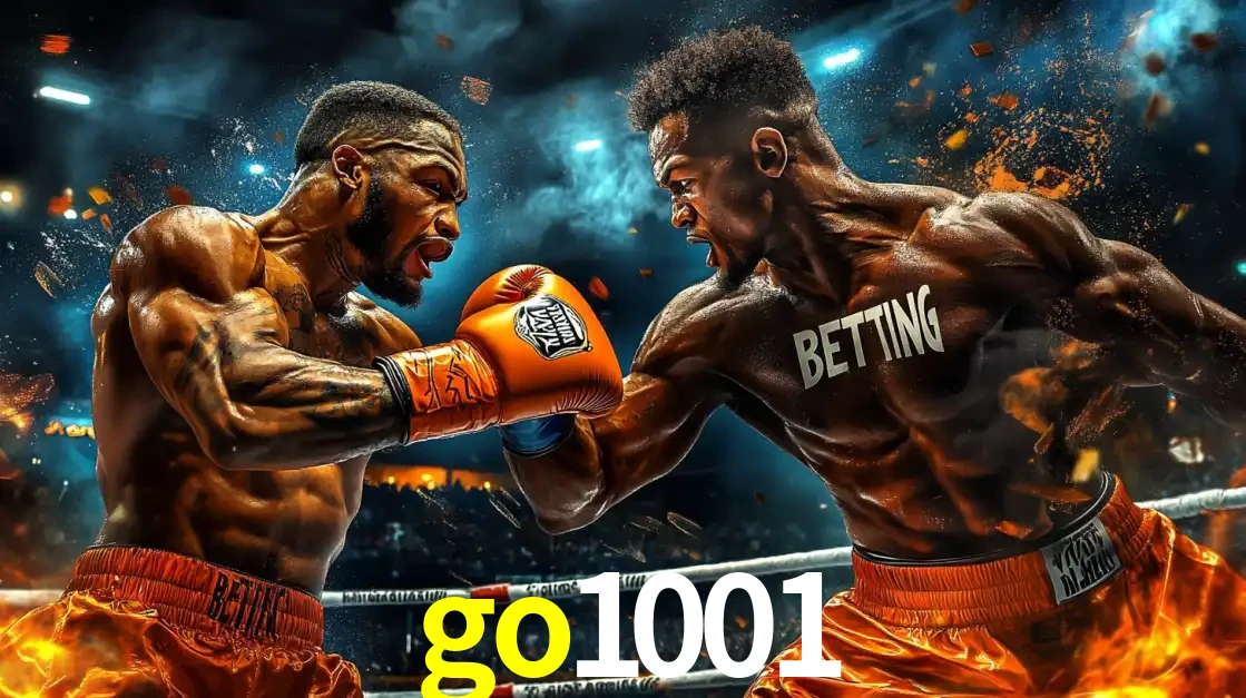 Dois boxeadores em uma luta intensa e explosiva, representando a adrenalina e as oportunidades de apostas em esportes de combate disponíveis na plataforma go1001.