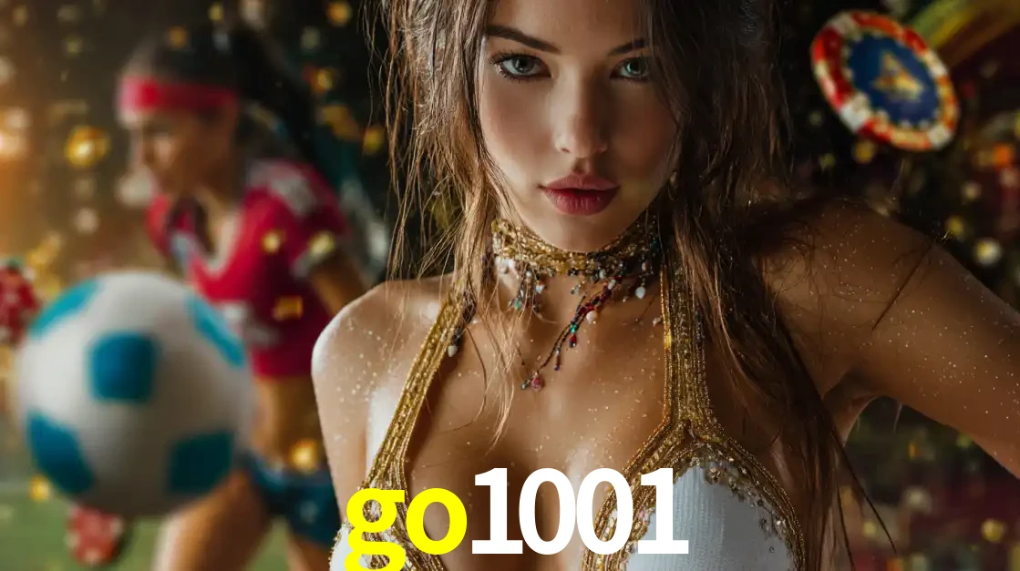 Mulher elegante representando a combinação de glamour e emoção das apostas esportivas, com uma jogadora de futebol ao fundo, destacando a ação no go1001.